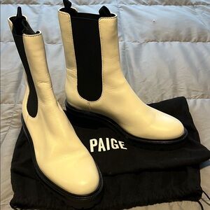 PAIGE Women Briana Lug Sole Leather Chelsea Boots Size 8